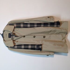London Fog Lined Plaid Trench Jacket Coat, Size XL